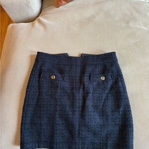 LOFT Textured Dark Blue Pencil Skirt
